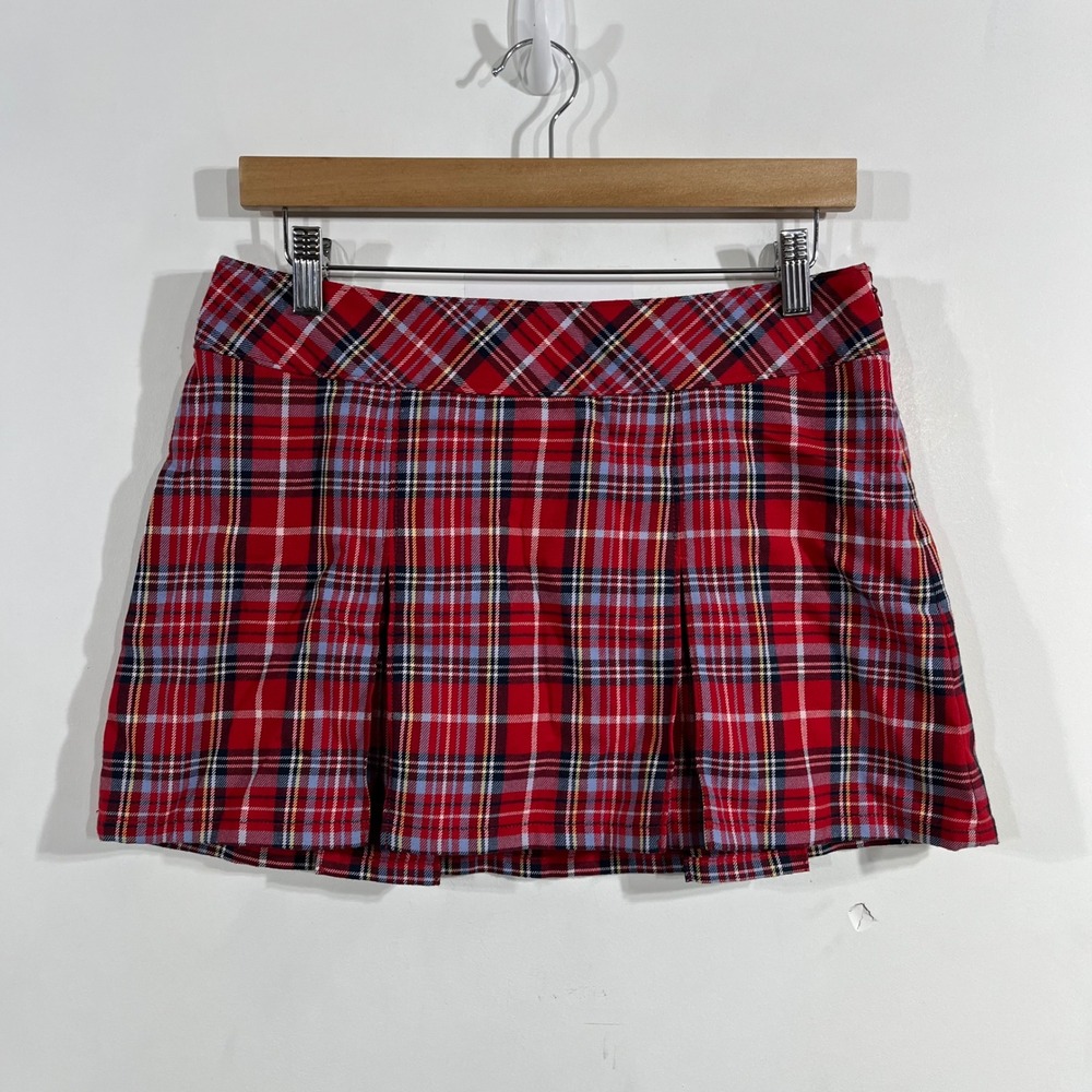 VTG Y2K Abercrombie & Fitch Plaid‎ Pleated Micro Mini Skirt 0 Schoolgirl Tartan